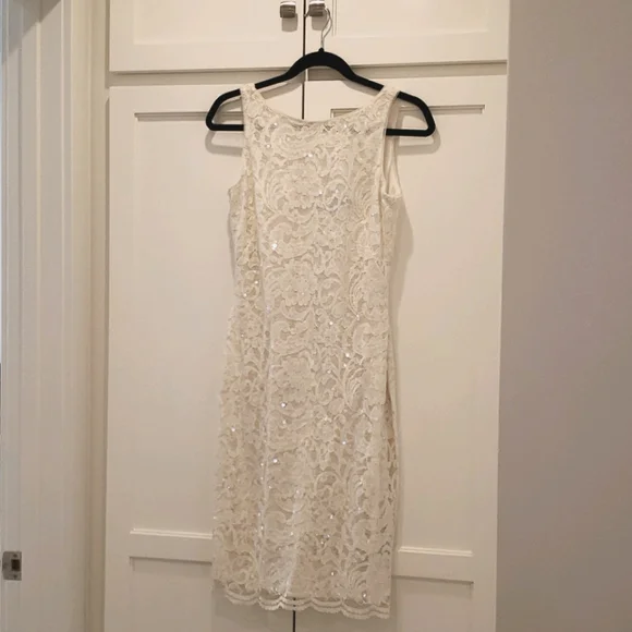 ralph lauren white sequin dress Womens Lauren Ralph Lauren White Black Sequin Party Dress Size 6